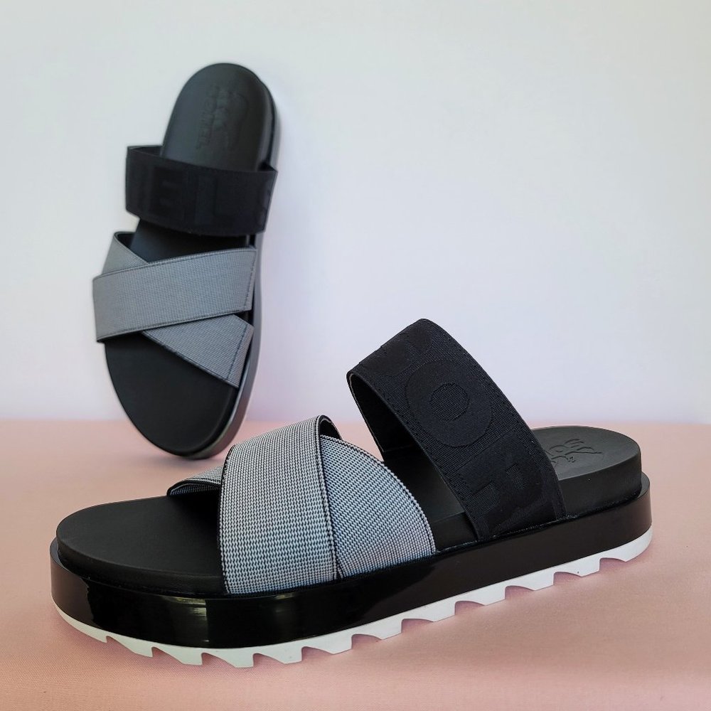 SOREL Roaming Sport Slide Sandals- Women's Size 9.5 - White/Black color⭐
